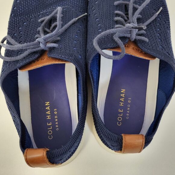 COLE HAAN Grand OS Mens 12 Navy Blue Knit Lace Up Wingtip Oxford Shoes Comfort main image 6